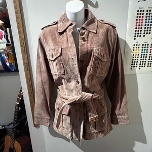 Women's Tan Suede Belted Safari Jacket / Sz S
